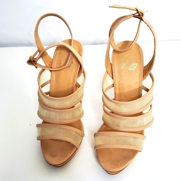 Colin Stuart Stiletto Sandals Mesh Panels Ankle Strap Neutral Size 9 - Picture 7 of 15